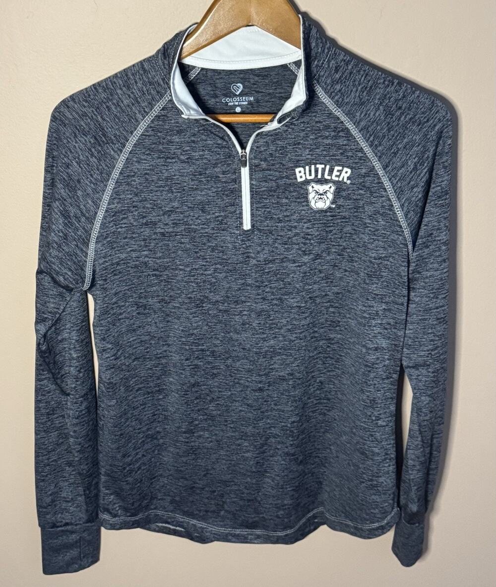 Colosseum Butler Bulldogs Logo 1/4 Zip Pullover L Gray Lightweight